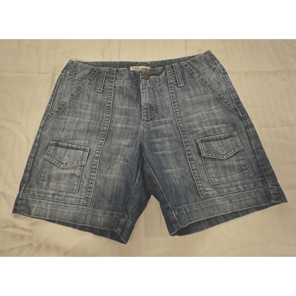 CABI WOMENS JEANS CARGO SHORTS SIZE 10